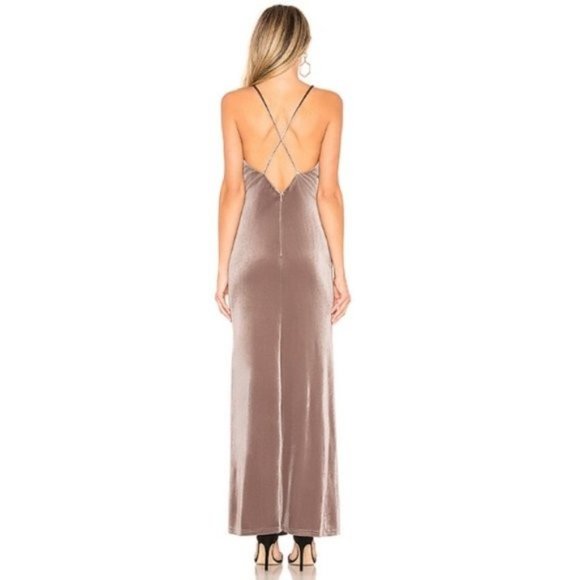 Revolve About Us Jessa Gray Velvet Open Criss Cross Back Maxi Dress - Picture 2 of 4